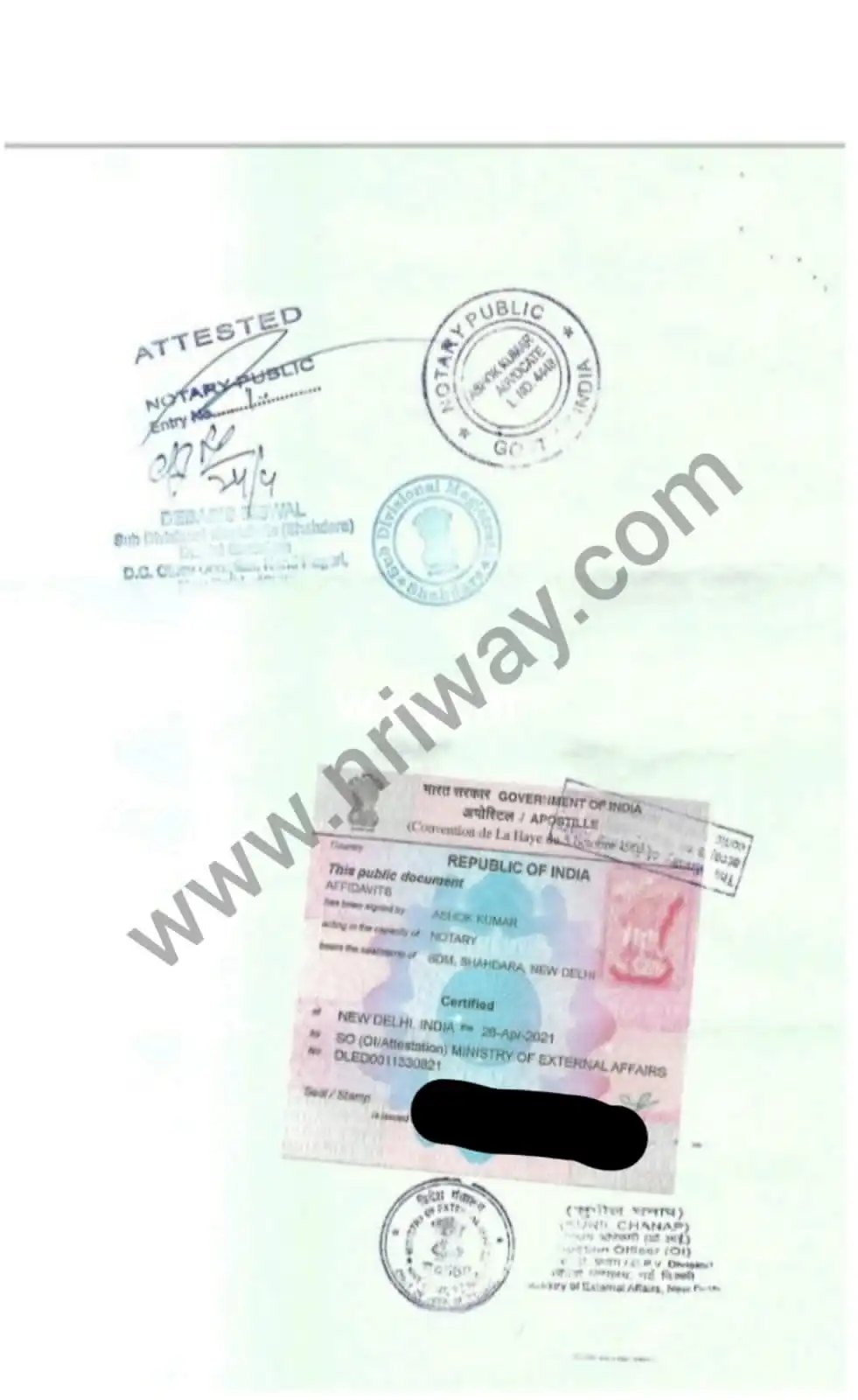 Apostille from MEA India            
