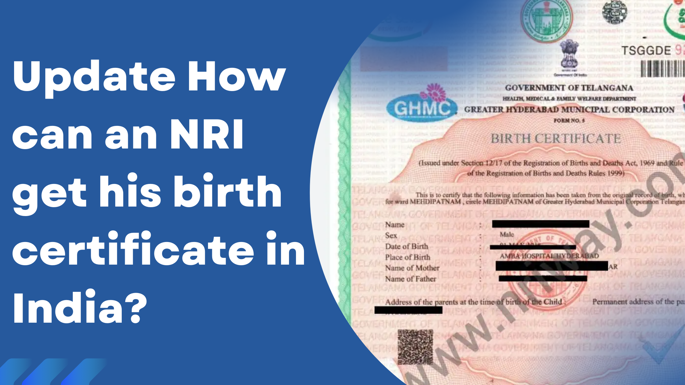 How can an NRI get his birth certificate in India?